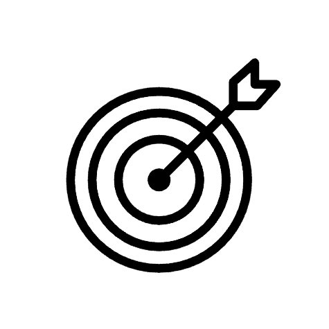 icon of an arrow precisely hitting the center of a target